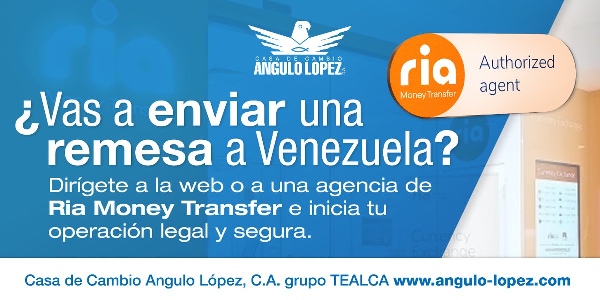 Angulo_Lopez's tweet image. A través de @RiaFinancial podrás enviar #remesas de forma rápida, legal y segura, a Venezuela y tu familiar podrá recibirla en dólares en efectivo por nuestras taquillas o por medio de una transferencia en moneda local.

Para más información visita mtr.cool/biknjmwvol

#20Jul