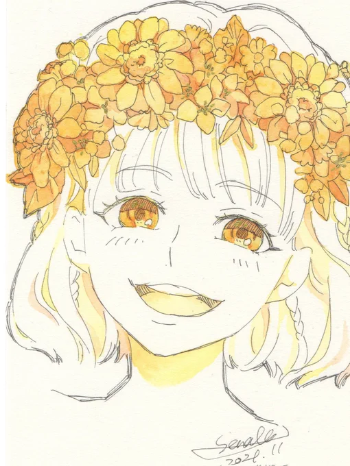 #オレンジ使った絵を見せて  そういえば、あまり使ったことがないかも!!!(使っても黄色や肌色くらい)