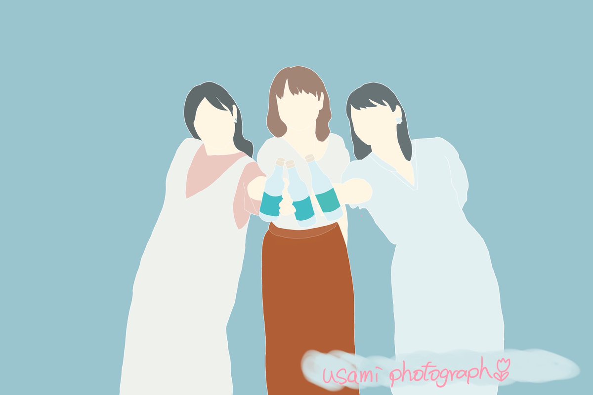 usamiphotograph's tweet photo. 最新作🌷
初めての3人分で描く量が多かったのと細かいところの調整が難しかった！
あと単純にミスしまくって修正しながらだったのでいつもより2倍くらい時間かかった🥺

 #フラットデザイン https://t.co/Le3OwFJ9S6