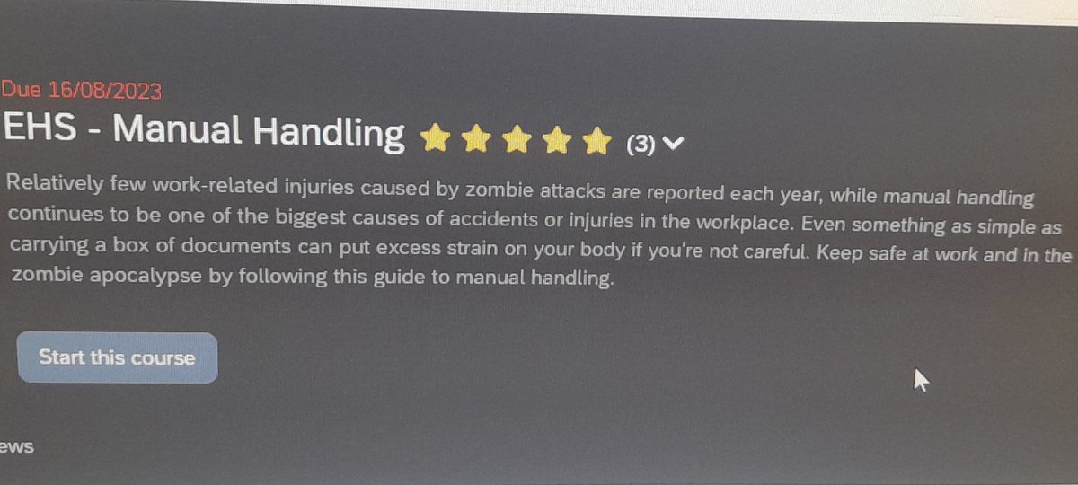 Mandatory training on manual handling in my new job. May I present to you the course content introduction...