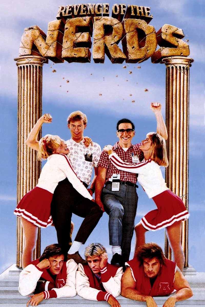 landofthe80s's tweet photo. Lewis Skolnick and his group of "nerds” hit the big screen today in 1984 as "Revenge of the Nerds" debuted in theatres. #80s #80smovies #1980s https://t.co/PZyhURP3Rv