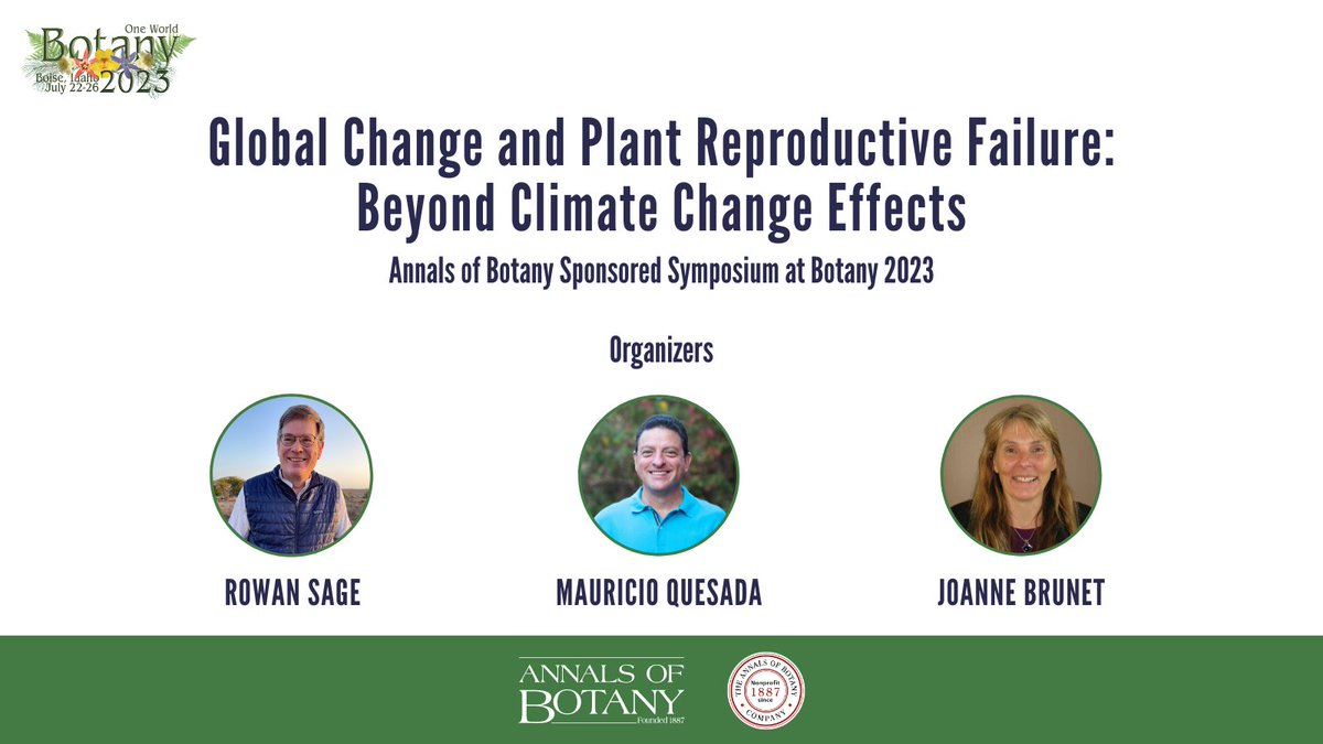 annbot's tweet image. 🌍 Join us at #Botany2023 on the @annbot sponsored Symposium ʻGlobal Change and Plant Reproductive Failure: Beyond Climate Change Effects’ (1/2)

#GlobalChange #PlantReproduction #PlantScience