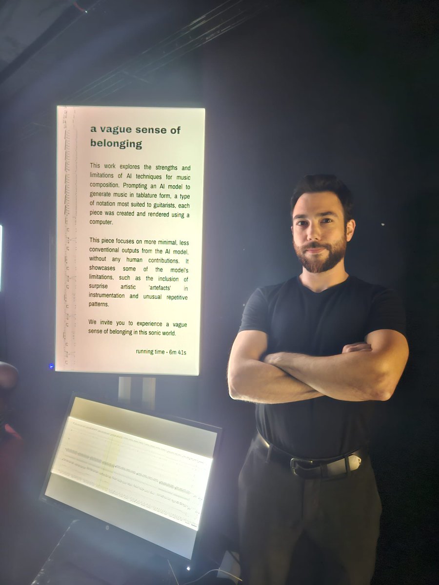 Mathieu Barthet (@matdiffusion) on Twitter photo @qmularts From research to artwork: <a href="/umpedronosapato/">Pedro Sarmento</a> blended human and AI music compositions at AI Encounters yesterday inviting the audience to reflect on the pros and cons of AI-generated music. Great artwork and workshop! <a href="/CDT_AI_Music/">CDT Artificial Intelligence+Music</a> <a href="/c4dm/">C4DM at QMUL</a> <a href="/QMEECS/">QMUL Electronic Engineering and Computer Science</a> @qmularts From research to artwork: <a href="/umpedronosapato/">Pedro Sarmento</a> blended human and AI music compositions at AI Encounters yesterday inviting the audience to reflect on the pros and cons of AI-generated music. Great artwork and workshop! <a href="/CDT_AI_Music/">CDT Artificial Intelligence+Music</a> <a href="/c4dm/">C4DM at QMUL</a> <a href="/QMEECS/">QMUL Electronic Engineering and Computer Science</a>