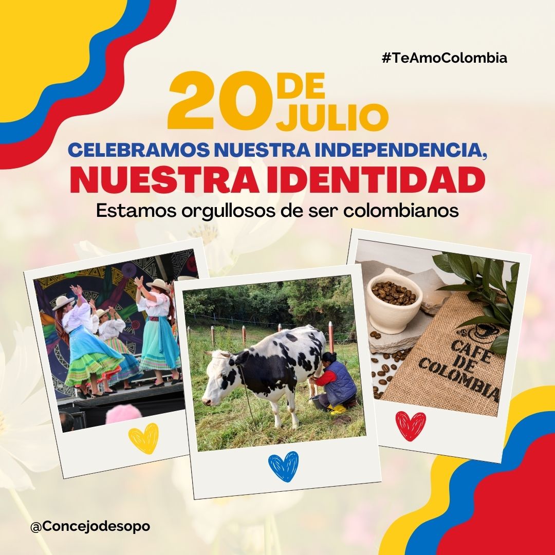 concejodesopo's tweet photo. #𝗗𝗶́𝗮𝗗𝗲𝗟𝗮𝗜𝗱𝗲𝗽𝗲𝗻𝗱𝗲𝗻𝗰𝗶𝗮𝗖𝗼𝗹𝗼𝗺𝗯𝗶𝗮 🥳💪👏|| ¡Feliz Día de la Independencia, Colombia! En este día tan especial,  todos los colombianos celebramos el valor, la historia y la grandeza de nuestra amada nación.
#𝗖𝗼𝗻𝗰𝗲𝗷𝗼𝗗𝗲𝗦𝗼𝗽𝗼́ https://t.co/ZDXKHlr5uU