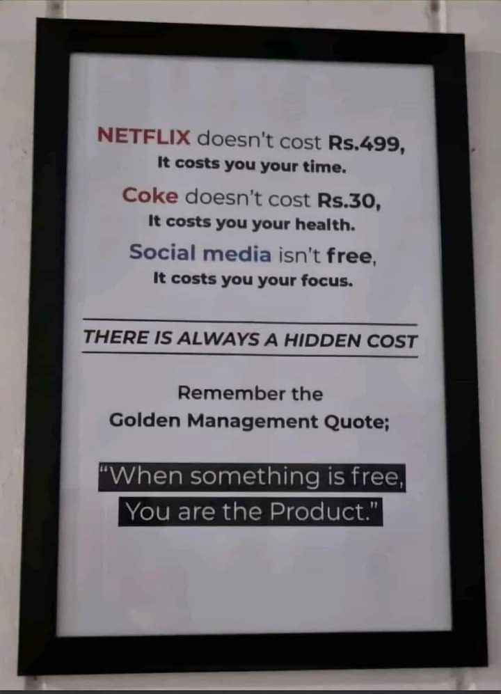 justsummer000's tweet photo. "when something is free, you are the product" https://t.co/nCxVDvtgi9