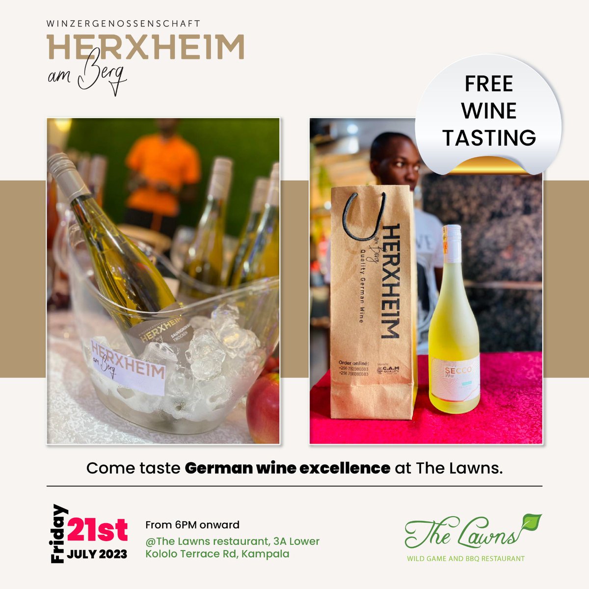 herxheim_ug's tweet photo. Free wine  tasting  of @Herxheim_Berg  at the Lawns quality wine imported by @camquality1 @GermanIn @GermanyinK https://t.co/V731bY2cFE