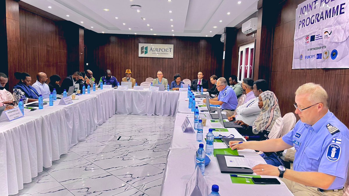 UNOPS_Somalia's tweet photo. Productive 2-day design steering committee meeting for #JointPoliceProgramme in #Mogadishu concluded. Addressing the scope of #JPP phase 2 & incorporating #SPF and #FMS priorities . Grateful for our partners' support: @MoIS_FGS @UKinSomalia, @GermanyinSOM & @EU_in_Somalia https://t.co/CdhLjsTJ3u