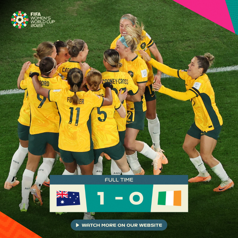FIFAWWC's tweet photo. 🇦🇺 @TheMatildas get their #FIFAWWC campaign underway with a victory! 🤩 

#BeyondGreatness