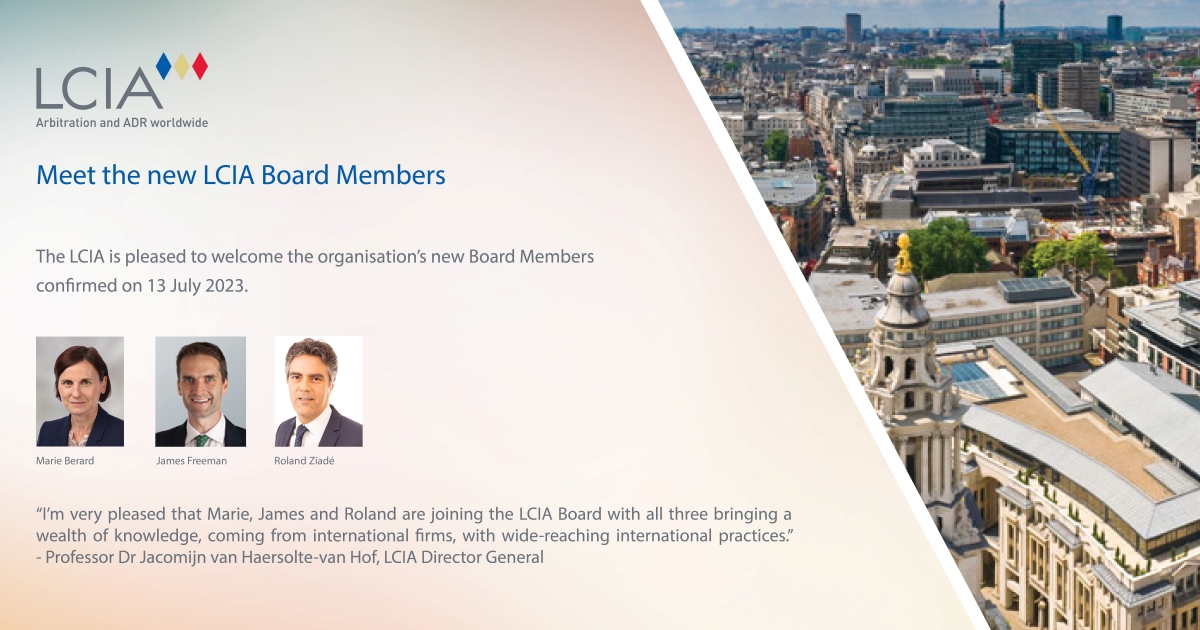 LCIA (@lcianews) on Twitter photo The #LCIA Board have announced the appointment of Marie Berard, <a href="/Clifford_Chance/">Clifford Chance</a>, James Freeman, <a href="/AllenOvery/">Allen & Overy</a> and Roland Ziade , <a href="/LinklatersLLP/">Linklaters LLP</a> as Directors of the LCIA, as of 13 July 2023.
View the full article here:
lcia.org/News/changes-t…
#Arbitration #LCIANews The #LCIA Board have announced the appointment of Marie Berard, <a href="/Clifford_Chance/">Clifford Chance</a>, James Freeman, <a href="/AllenOvery/">Allen & Overy</a> and Roland Ziade , <a href="/LinklatersLLP/">Linklaters LLP</a> as Directors of the LCIA, as of 13 July 2023.
View the full article here:
lcia.org/News/changes-t…
#Arbitration #LCIANews