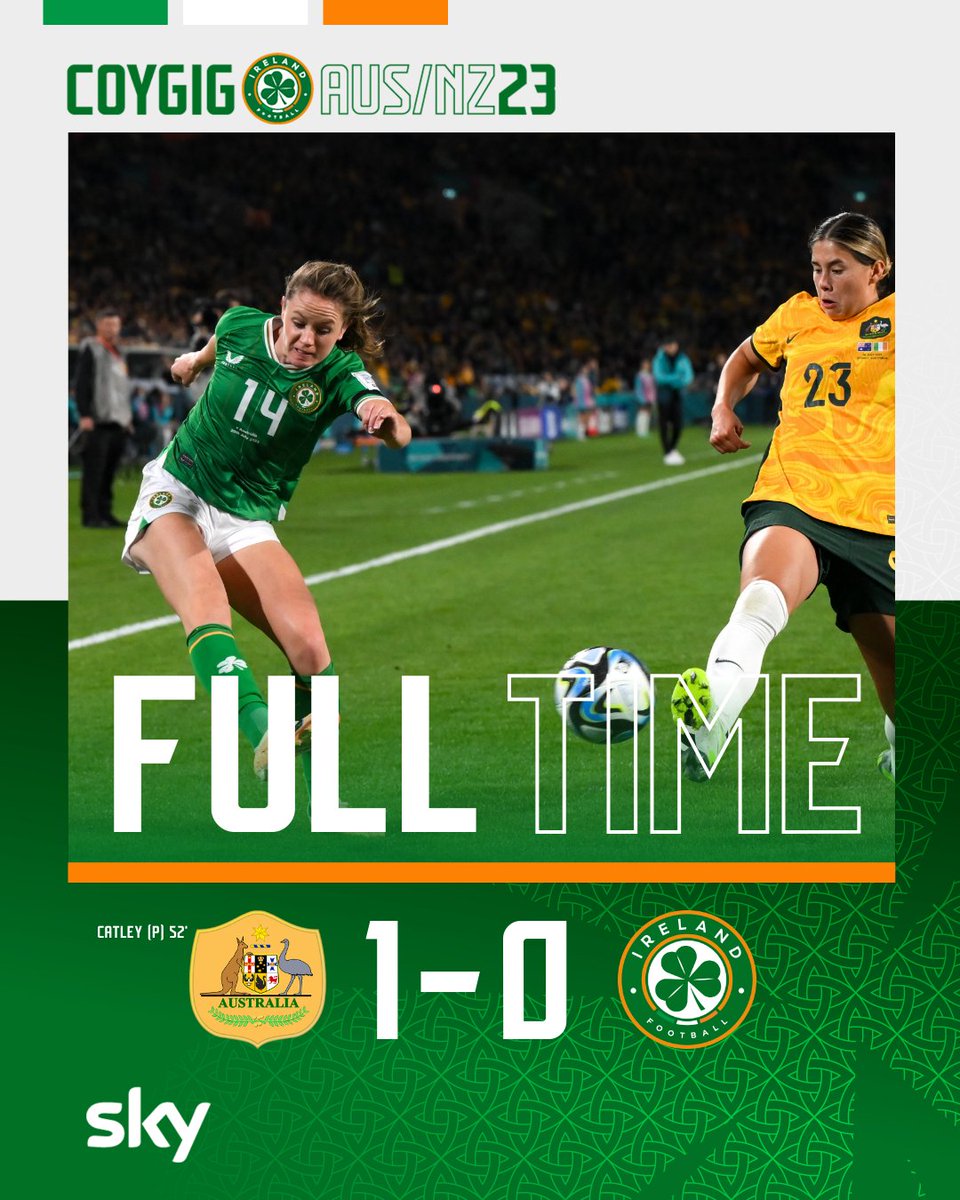 Gutted 🙁

An incredible effort from the girls in green who deserved at least a point in their opening match 💪

The country is proud of you 💚

#COYGIG | #FIFAWWC