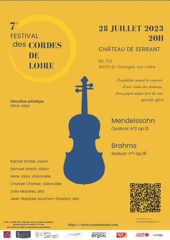 CordesdeLoire's tweet photo. Festival des Cordes de Loire 7ème édition - Concert du 28 juillet à 20h au Château de Serrant.
#alcl2023, #musique, #anjou #classicalmusic @radiofrance @radioclassique  #musiqueclassique @bernstephane @France3tv @AngersMetropole @Anjoutourisme @Maine_et_Loire @nikosaliagas https://t.co/lwxzLwmSF9