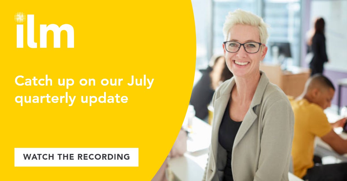 Missed our July quarterly update webinar?

Catch up on the recording and slides to hear updates on our level 6 and 7 qualifications, apprenticeships, SmartScreen platform, membership, and guidance on the use of AI in assessments. https://t.co/cmyue5vhVX

#ilm https://t.co/g58cWHKPz7