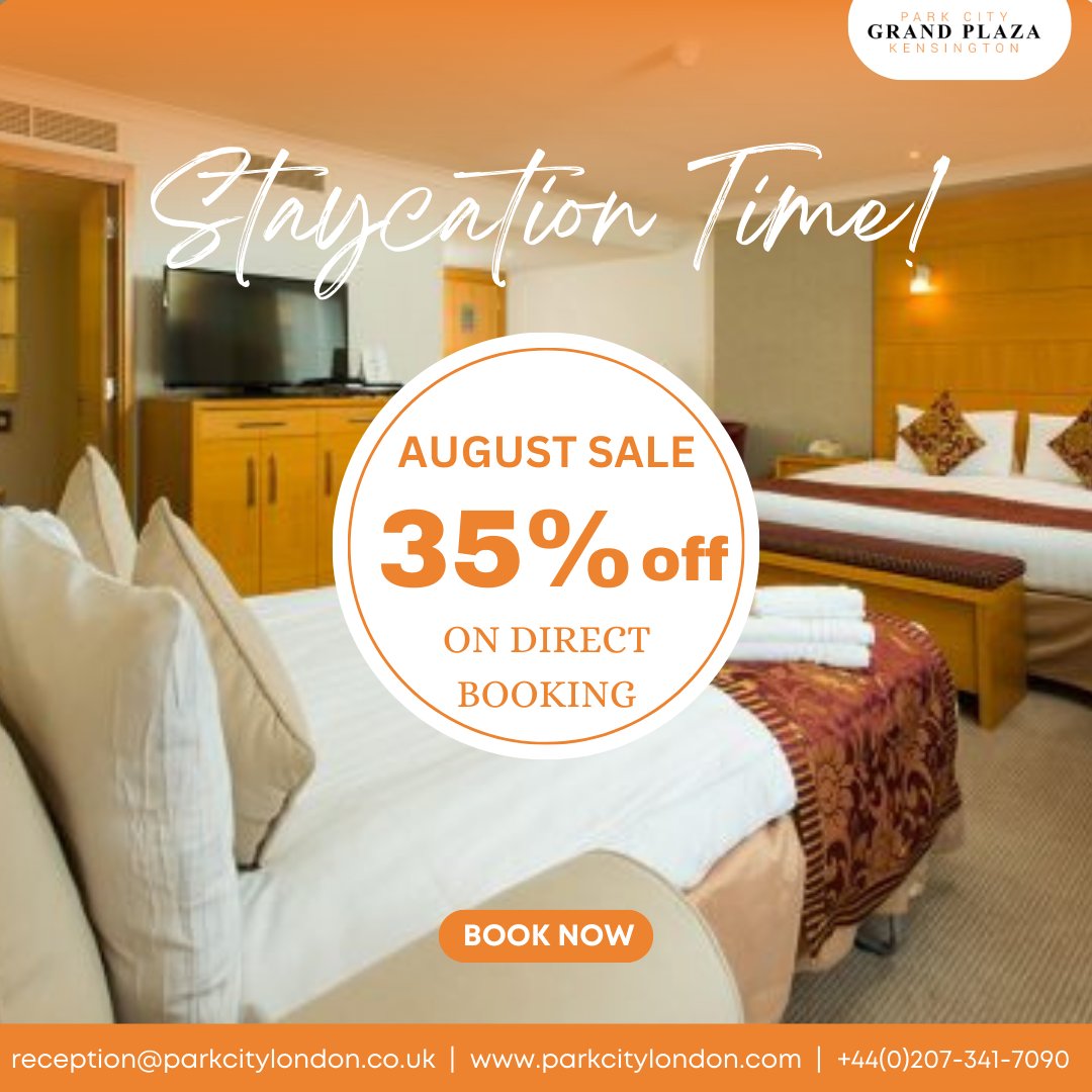 Summer Sizzler Sale! Book your dream getaway at Park City Grand Plaza directly in August and enjoy an incredible 35% OFF!

Book now: parkcitylondon.com

#SummerSale #BookDirect #LuxuryEscape #TravelDeals #AugustSale #DirectBooking #LuxuryStay #BookNow