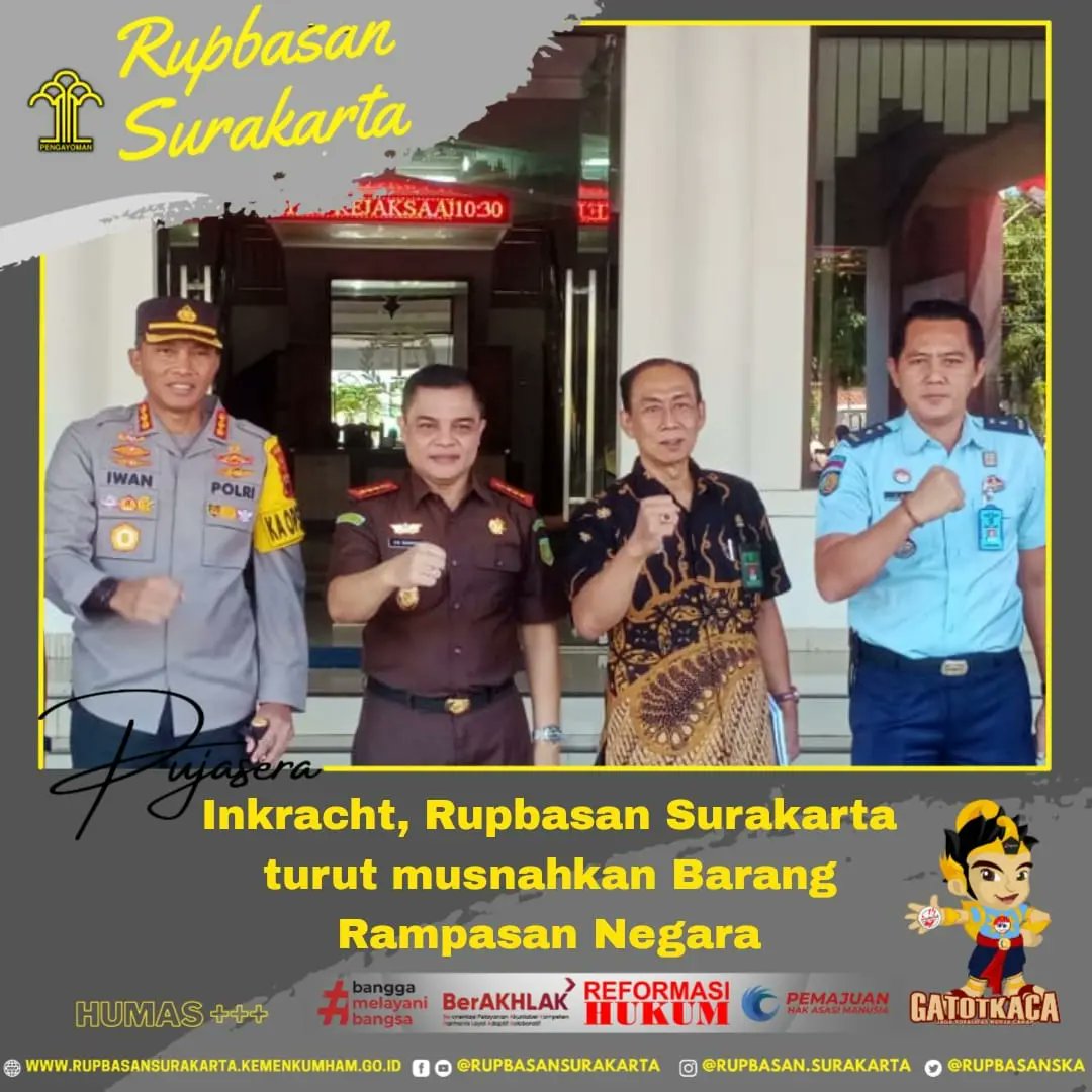 rupbasanska's tweet photo. Salam Bersahaja Slur! Mimin hari ini(20/7) diajak @kejari_surakarta untuk melaksanakan pemusnahan Barang Rampasan Negara yang telah berkekuatan hukum tetap. Maturnuwun yak..
Selengkapnya cek di bio!
#KemenkumhamJateng #kemenkumham #kejari #aph #sinergi #asn #rupbasan https://t.co/sESbkgfkfa