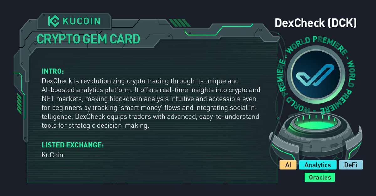 KuCoinLATAM's tweet image. ¡$DCK ya está disponible en #KuCoin!

🚀DCK/USDT: trade.kucoin.com/DCK-USDT

Más información sobre DexCheck en la tarjeta #KuCoinCryptoGem.

#AI #Analytics #DeFi #Oracles

¿No tienes una cuenta de KuCoin? Registrate aquí (kucoin.com/ucenter/signup…)