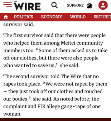 There Was Gang No R@pe as per the survivors.
Some of the Meiteis from the mob also tried to SAVE them. 
Their modesty were taken away by parading them N@ked , no denying. 

However, they were NOT brutally murdered or far more heinous crimes  were not perpetrated as the KUKI… https://t.co/K7YEuxK0c5 https://t.co/zB7zbeFzRB