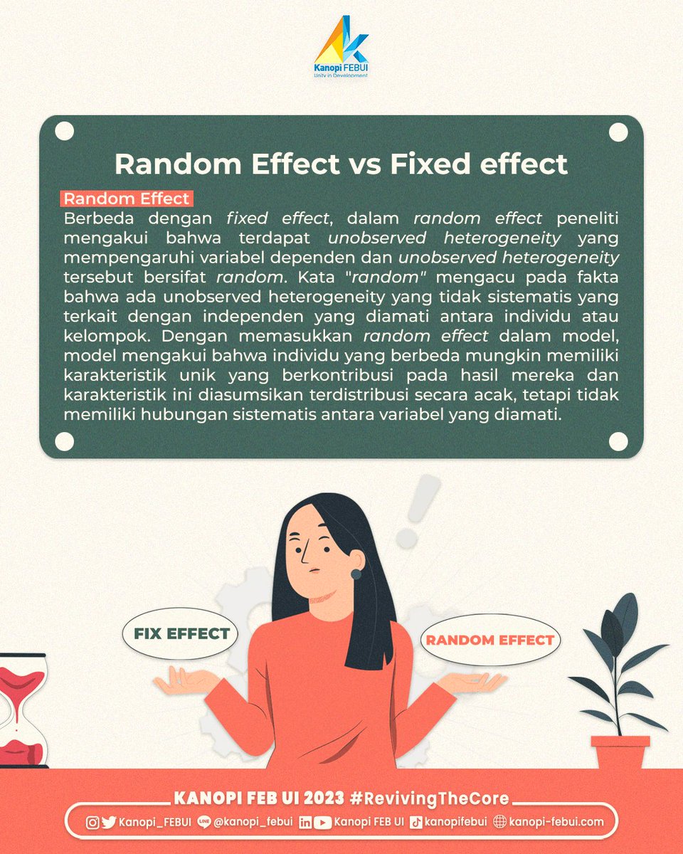 Kanopi_FEBUI's tweet photo. Apa itu fixed effect? Bagaimana cara kerja fixed effect? Bagaimana implikasi penggunaan fixed effect? Simaklah pada Research on the Go edisi kali ini! #ResearchOnTheGo

#Statistics 
#FixedEffect https://t.co/K5K2TJtzHJ