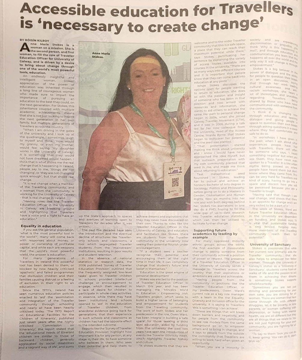 University of Galway Access Centre (@galwayaccess) on Twitter photo Take time today to have a look at <a href="/galwayad/">Galway Advertiser</a> interview with our Traveller Education Officer Annemarie Stokes! 📰 The article discusses Equality in Education, Supporting Future Academics by leading by example, and <a href="/SanctuaryGalway/">@sanctuarygalway</a>. 🙌
advertiser.ie/galway/article… Take time today to have a look at <a href="/galwayad/">Galway Advertiser</a> interview with our Traveller Education Officer Annemarie Stokes! 📰 The article discusses Equality in Education, Supporting Future Academics by leading by example, and <a href="/SanctuaryGalway/">@sanctuarygalway</a>. 🙌
advertiser.ie/galway/article…