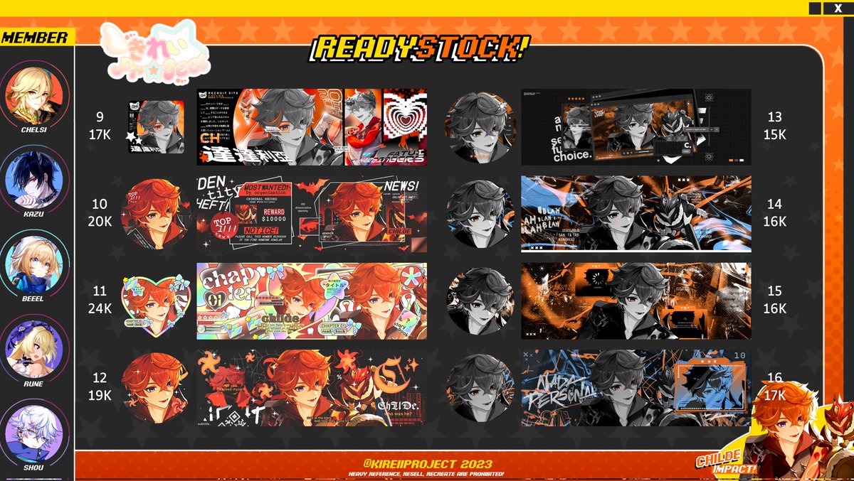 KireiiProject's tweet photo. Rt's are appreciated! 

With the talented hands of the gen 1 members, Kireii represents: Layout Ready Stock Childe Impact !! Price is listed below. Semua layout bisa di claim pada 20:00 wib, atau take sekarang +3k/layout. Get yours now! 

#zonauang #zonajajan #zonaba https://t.co/dYVAG7NRRw