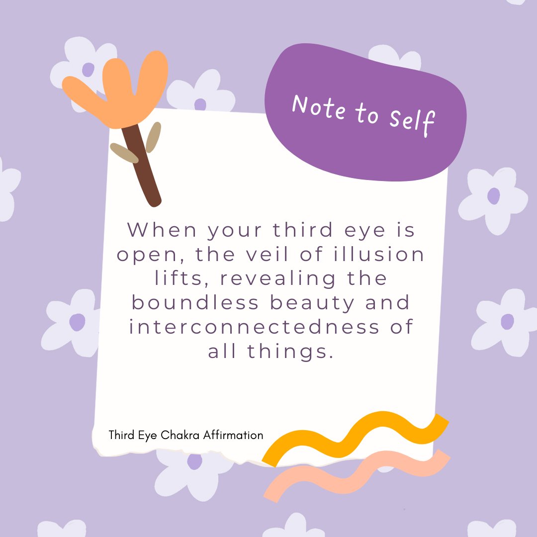 ChakraThird's tweet photo. When your third eye is open, the veil of illusion lifts, revealing the boundless beauty and interconnectedness of all things.

#thirdeyechakra #chakra #dailyaffirmations #affirmations #wordsofaffirmation #dailymotivation #manifestation https://t.co/WWZQe2zulk