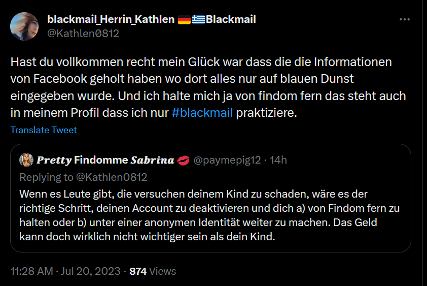 Ich mache kein findom sondern nur blackmail... 🤦
