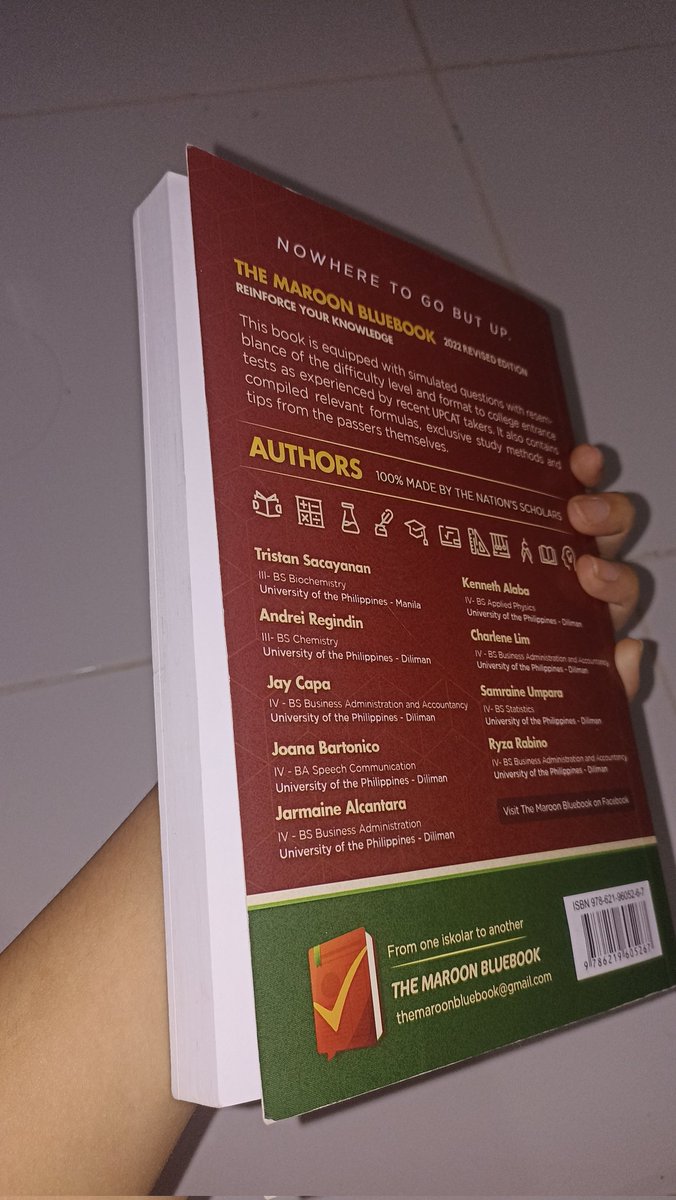 leehsloml's tweet photo. wts lfb
The Maroon Bluebook
UPCAT Reviewer P600

- this is very useful for students who are taking the upcat next year take it from me na taker this yr!
- good as new, no dents and no doodles on the book itself.

bought it 800+ on shopee
steal na to kasi parang bago na rin! huhu https://t.co/9hUjdiW1cu