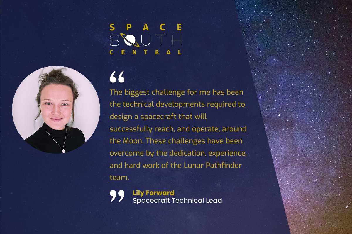 spacesouthcntrl's tweet photo. For #InternationalMoonDay we at #spacesouthcentral interviewed Lily Forward, Spacecraft Technical Lead for the @SurreySat Lunar Pathfinder project a spacecraft in lunar orbit due to launch in 2025! 🌑

Read more here:  https://t.co/teHUeoygpd https://t.co/SPGUmimc6X