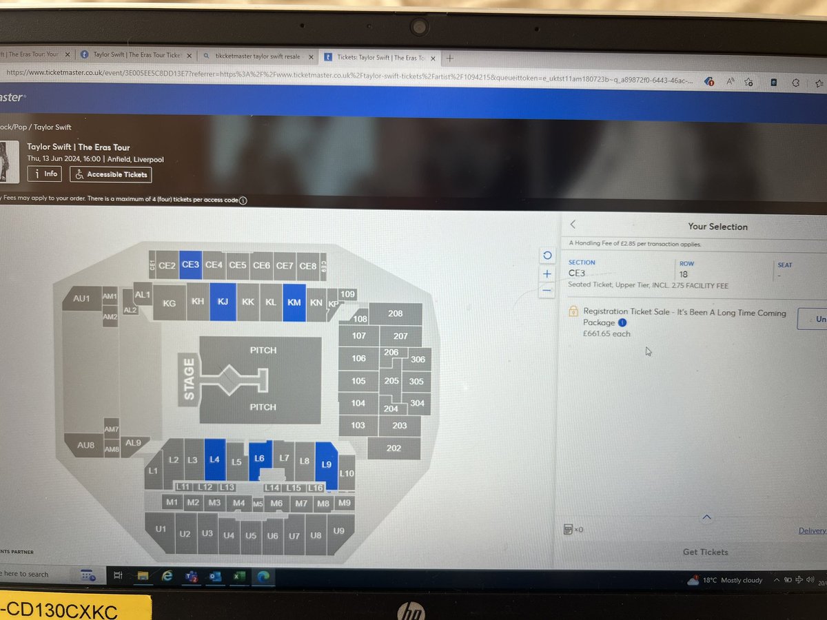 Are we gonna boycott ticketmaster or what??? Section CE3 £661????? For a ticket and some merchandise???? #ErasTour #TaylorSwift