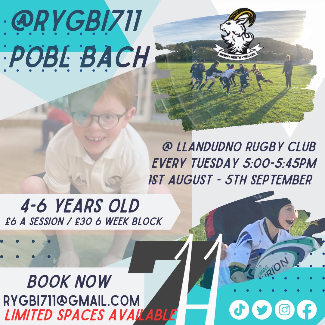 rygbi711's tweet photo. POBL BACH IS BACK ⚠️
Looking for a club for your little one to be a part of. Sign up to our 6week block of FUN.
Our popular session will return to @llandudnorugby fields.
Sign up by emailing rygbi711@gmail.com
#fun #friends #animalmovements #happy #socialising #rugby #games https://t.co/Nb3pYVLeua