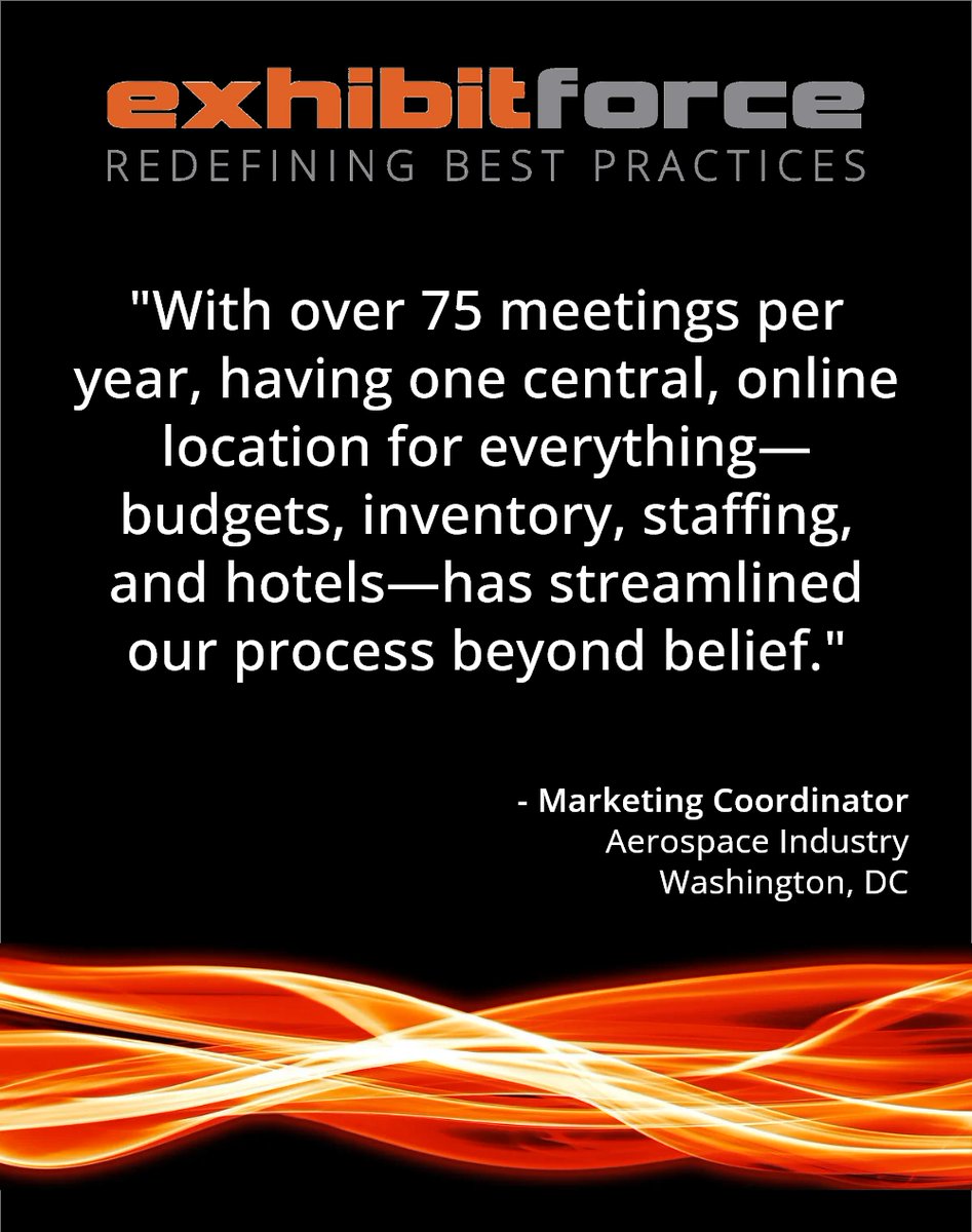 When you have dozens of shows, our Event Suite technology can save you an astounding amount of time by streamlining your processes, just like we helped this marketing coordinator. Read the rest of their story at hubs.la/Q01VyZn70.

#tradeshows
#exhibitforce
#eventmarketing