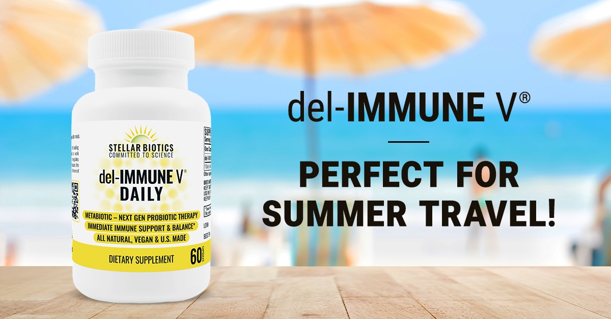 Did you know that del-IMMUNE V® is shelf-stable? It doesn't need refrigeration so it's the perfect travel companion!

Learn about del-IMMUNE V® & why people worldwide rely on it for their immune health: bit.ly/3IkBpz1

#stellarbiotics #metabiotics #nextgenprobiotics