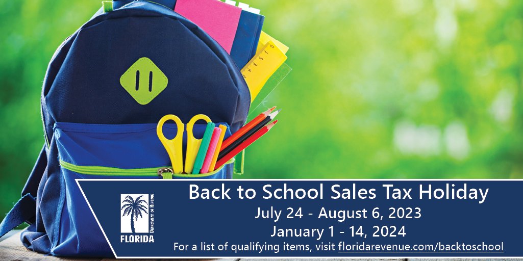 COMING UP: The Back-to-School Sales Tax Holiday will begin next Monday, July 24, and will run through Aug. 6.

Some of the items exempt from sales tax include:
- Backpacks
- Uniforms
- Folders
- Pencils
- Headphones

For a full list of exempt items, visit bit.ly/44TsX5p.