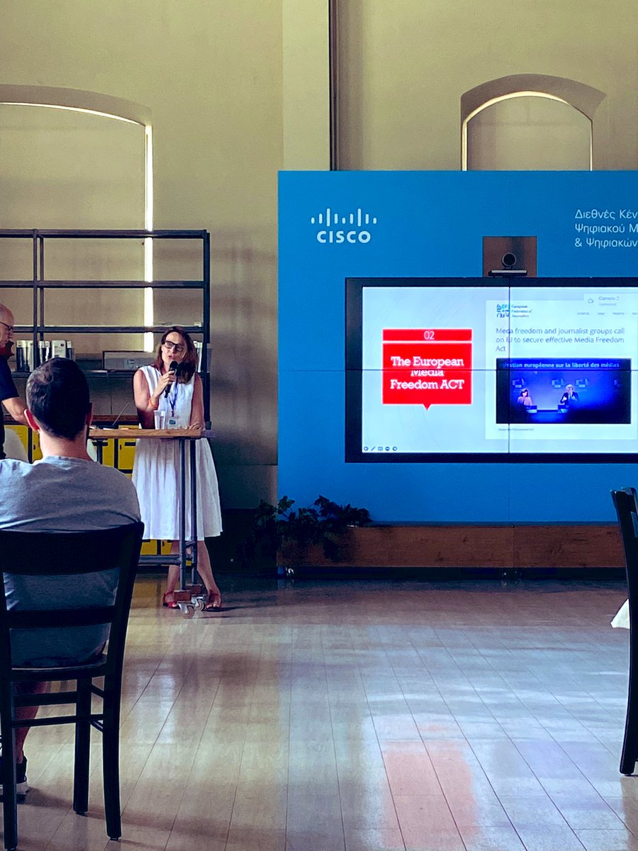 Eurocentrique's tweet photo. Listening to @renatemargot in Thessaloniki at #THISAM on the most crucial issue of the #MediaFreedomAct and #pluralism 

Together with @YannisKotsifos they introduce the Mapping Media Pluralism in Europe with @EUI_EU and the Media rapi response service of the @coe ⬇️ https://t.co/4bPOcr6XAd