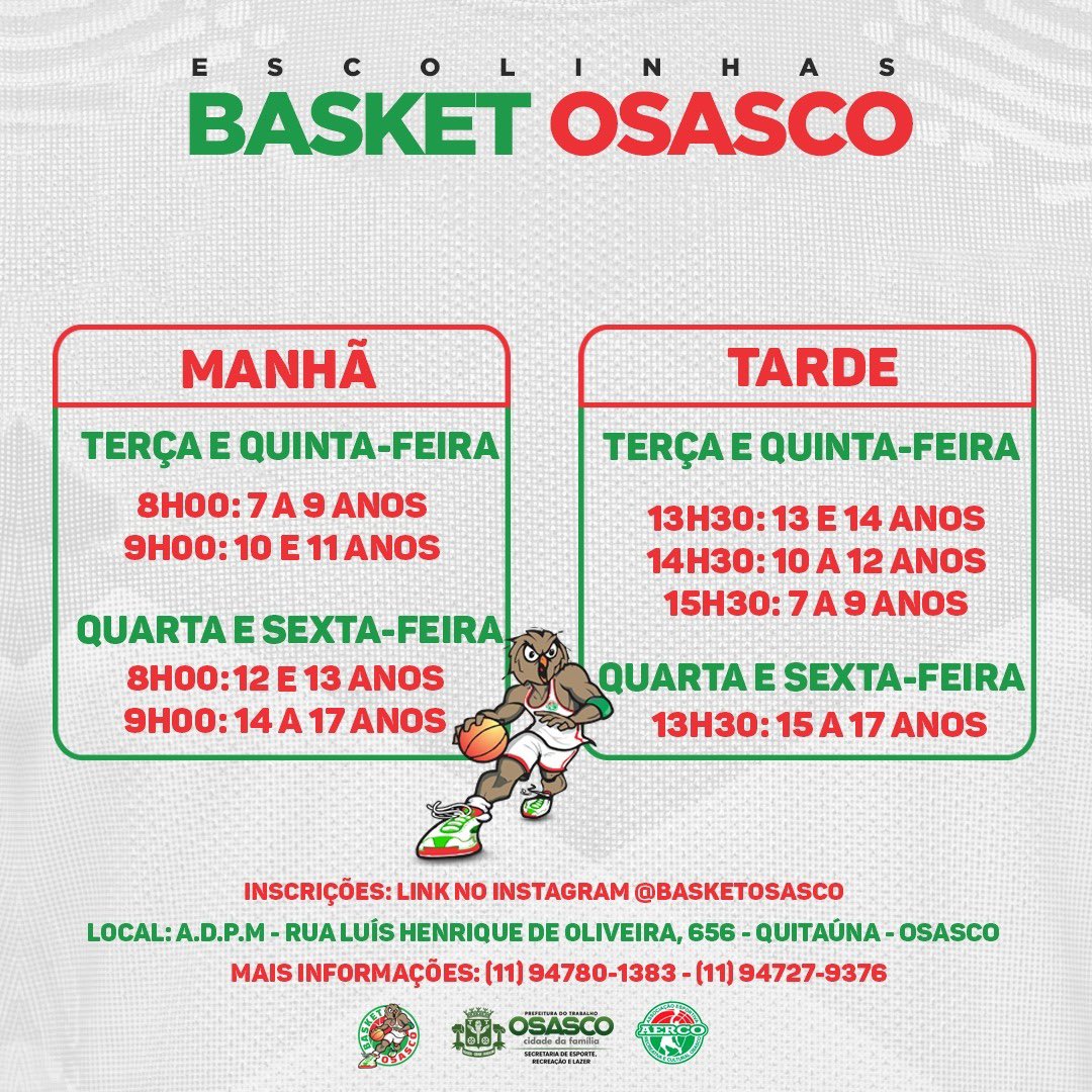 Prefeitura de Osasco - 🏀⛹🏻 QUE TAL ASSISTIR UM JOGO DE BASQUETE HOJE EM  OZ?! Hoje o time de Basquete Masculino de Osasco enfrentará o Mogi das  Cruzes, no Ginásio Geodésico. O