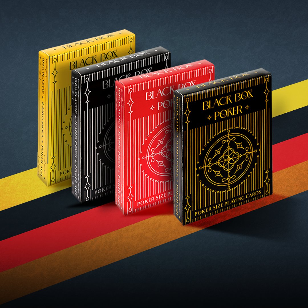 Magic_of_Play's tweet photo. Get creative with Black Box Poker, available in multiple designs! So while you’re owning the table, deal a little color onto it as well. 🌈

✅Modern and chic design
✅Waterproof &amp; durable
✅Superior handling feel

Products featured
♠️ Black Box Poker

#magicofplay #parksons https://t.co/yKXOxB8CbB