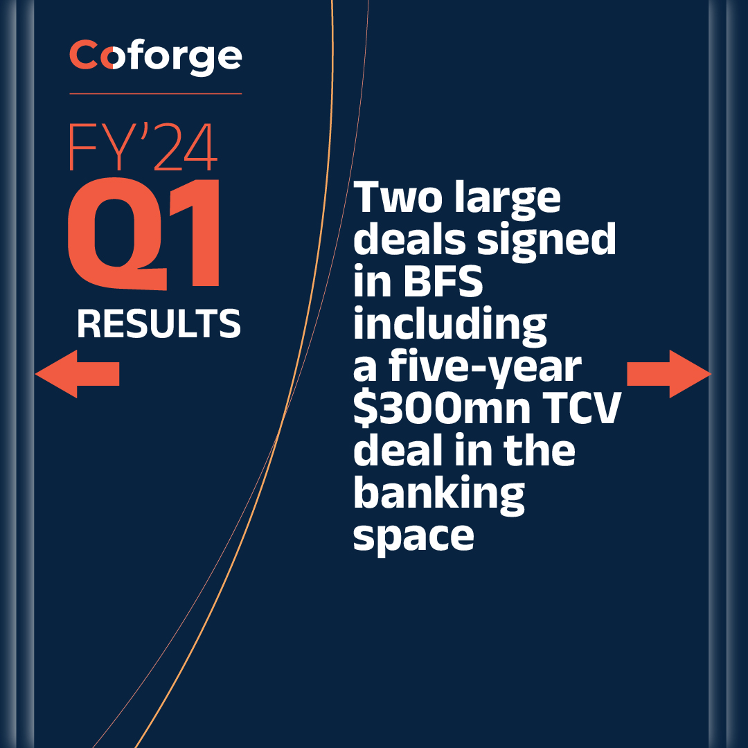 Coforge_Tech's tweet photo. Robust revenue growth in Q1 lays a very strong foundation for the year for Coforge. Find more on the Q1 FY24 press release here - https://t.co/vkOI5blOGH

#coforge #Engagewiththeemerging #Q1FY24 #quarterlyresults #Growth https://t.co/P4zr39fvqQ