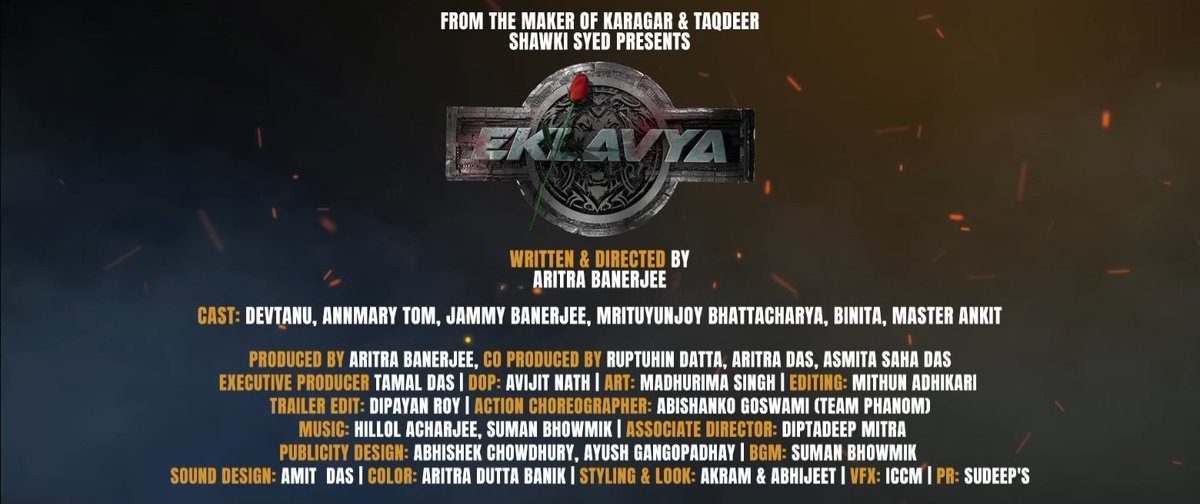 WBBoxOffice's tweet image. MAKERS UNVEILED THE TRAILER OF THE Indie-Project #Eklavya [from the makers of #Karagar &amp;amp; #Taqdeer], Produced and Directed by #AritraBanerjee, Co-produced by #RuptuhinDatta, #AritraDas and #AsmitaSahaDas... #ShawkiSyed presents.