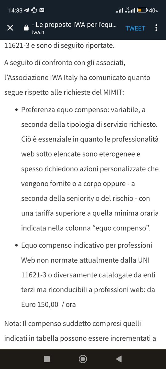 WebMarkeThink's tweet image. IWA Italy ha pubblicato delle proposte di #equocompenso di costo orario per le diverse professionalità operanti nel web, che di fatto - se recepite o meno - possono essere comunque un tariffario effettivo di riferimento per il settore.

#developers
#itwork
#web