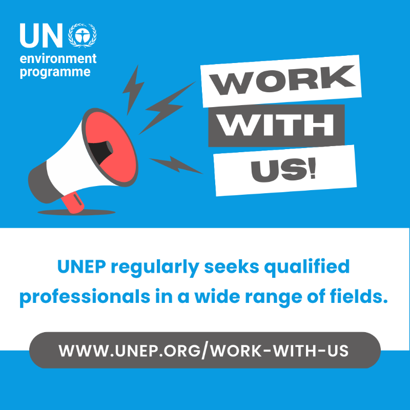 UNEP's tweet photo. Are you passionate about creating a more sustainable future #ForPeopleForPlanet?

UNEP is looking for qualified professionals in a wide range of fields to help with efforts to address the triple planetary crisis.

Find the current vacancies listed here: https://t.co/WZzQIRsENw https://t.co/bvvS3oYOKs