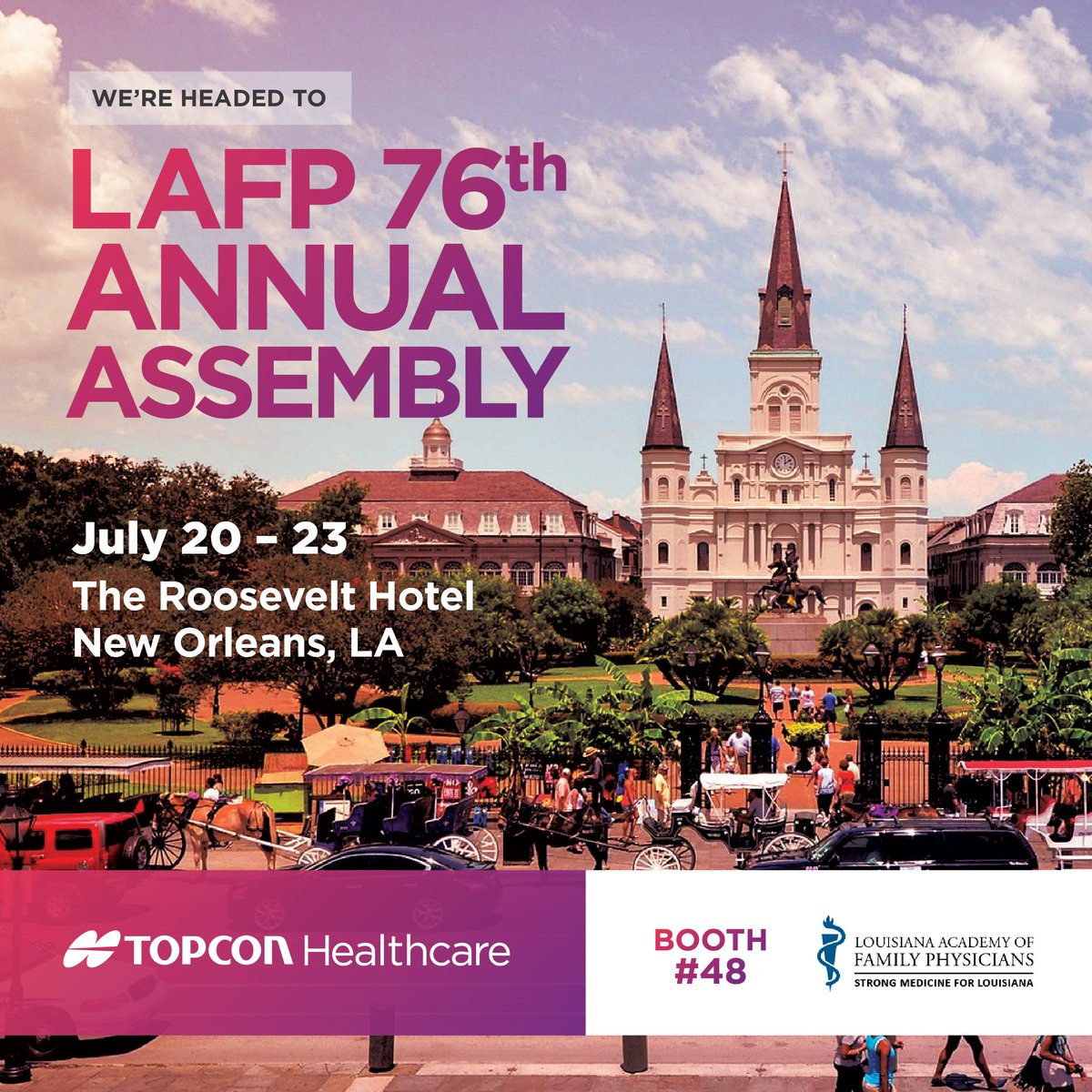 Family physicians are on the frontlines of diabetes care. That's why we're at the Louisiana Academy of Family Physicians this week, sharing how #TopconScreen can help improve patient outcomes with #diabeticretinopathy screening at point of care.