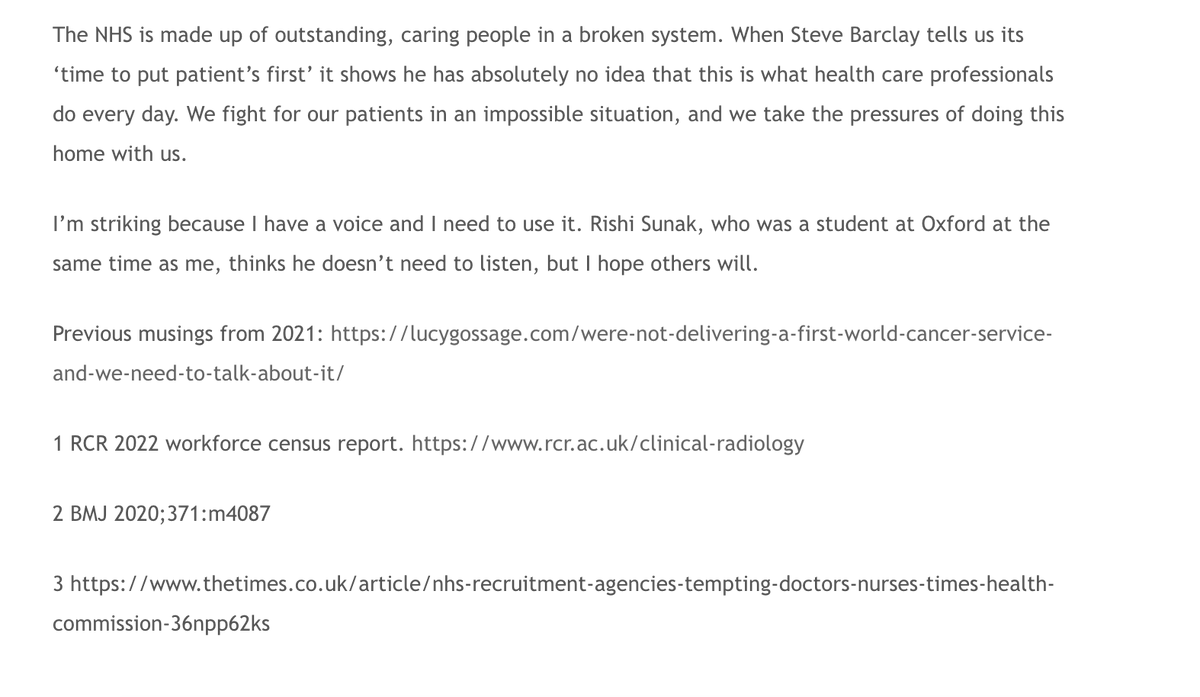 I’m an oncologist and I love my job. But I’m striking because I know first-hand that the NHS is failing our patients with cancer and I’m striking because I know first-hand that the NHS is failing its workforce. lucygossage.com/my-reasons-for… #ConsultantsStrike