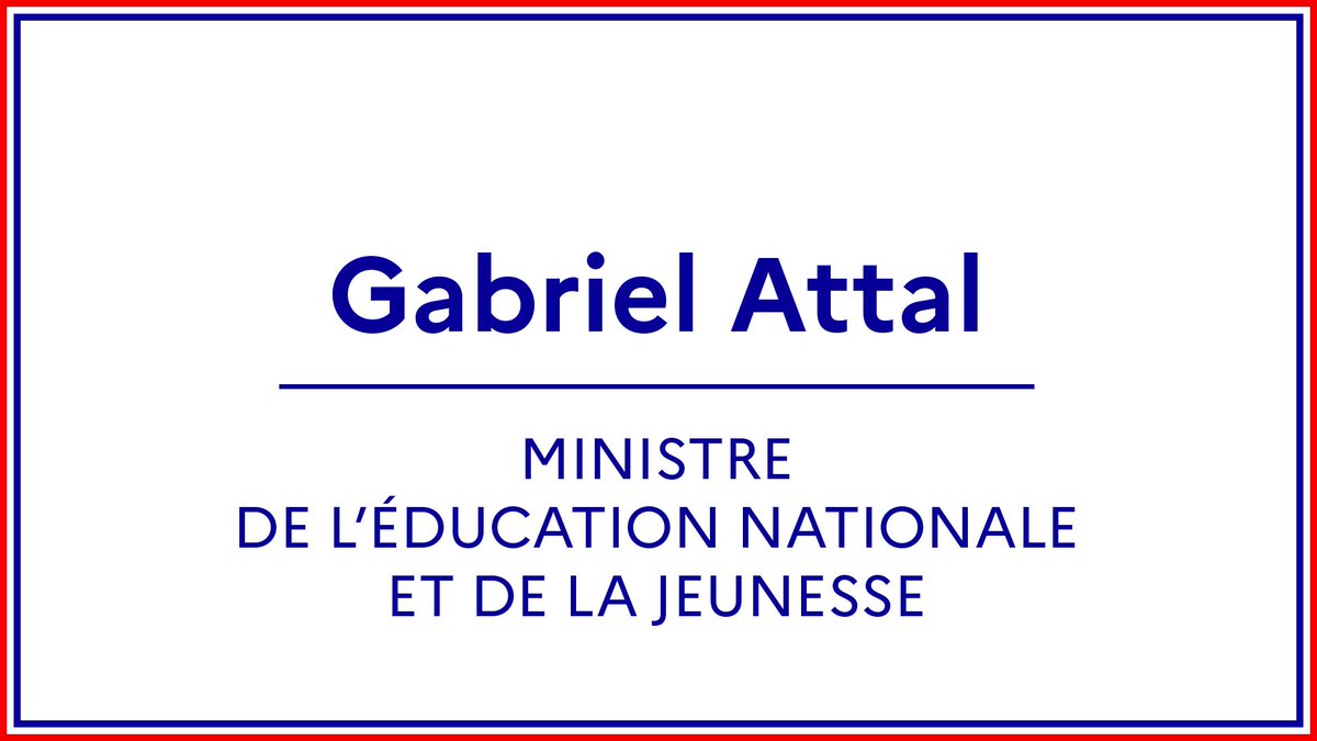 education_gouv's tweet image. Sur proposition de la Première ministre, le président de la République a nommé monsieur Gabriel Attal, ministre de l’Éducation nationale et de la Jeunesse.