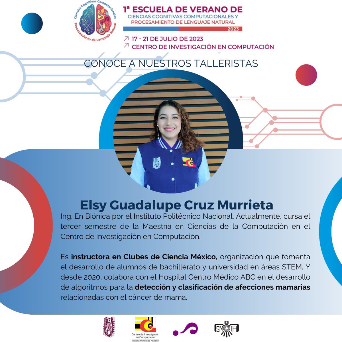 smia_mx's tweet photo. #NoTeLoPierdas el bloque de charlas “Mujeres en la Ciencia" 👩‍💼

Adriana, Mayte, Ericka y Elsy te compartirán su experiencia en la Escuela de Verano en Ciencias Cognitivas Computacionales y PLN

🗓️ 20 de julio de 2023
📍 @CIC_IPN_OFICIAL
Info: https://t.co/kLB02GhIZH

#IA #PLN #RT https://t.co/3oNoxRaSIf
