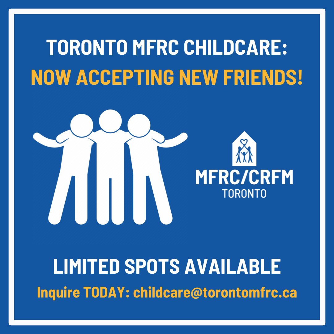 TorontoMFRC's tweet image. Toronto MFRC has availability in our full-time, licensed childcare program!🤩

All spots are in our toddler age group, 18 mo – 2.5 yrs. 

🚨Priority is offered to CAF members and civilian defence team employees at this time.🚨

Email childcare@torontomfrc.ca to enroll today!📨