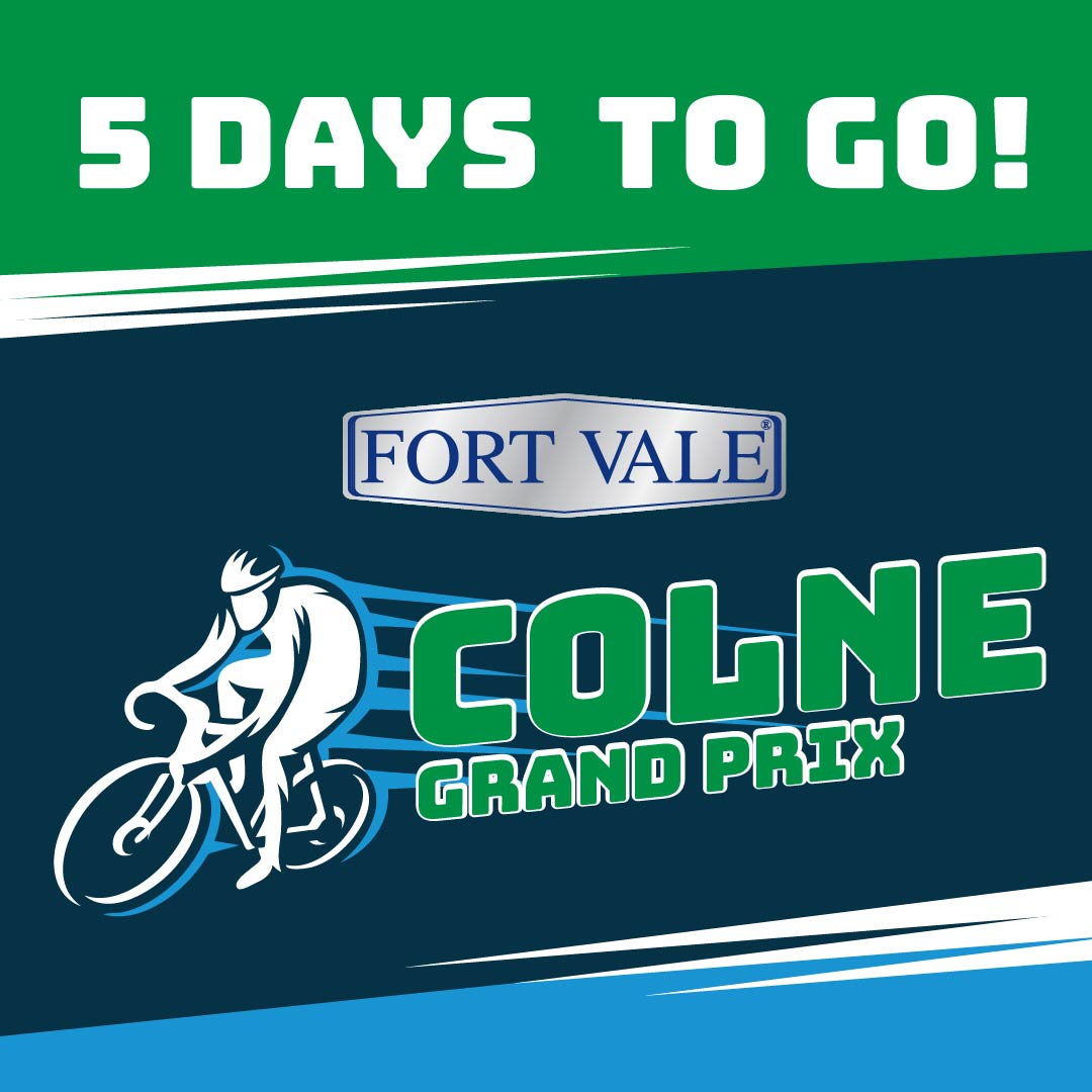 ColneTown's tweet photo. We are starting the countdown to the 2023 @FortVale_ Colne Grand Prix... only 5 days to go! 👀

#NatRoadSeries @Hopetech @CoalitionLtd @riggsautopack @BritishCycling @pendleforestcc @PendleBC https://t.co/K5i1lKVA0v