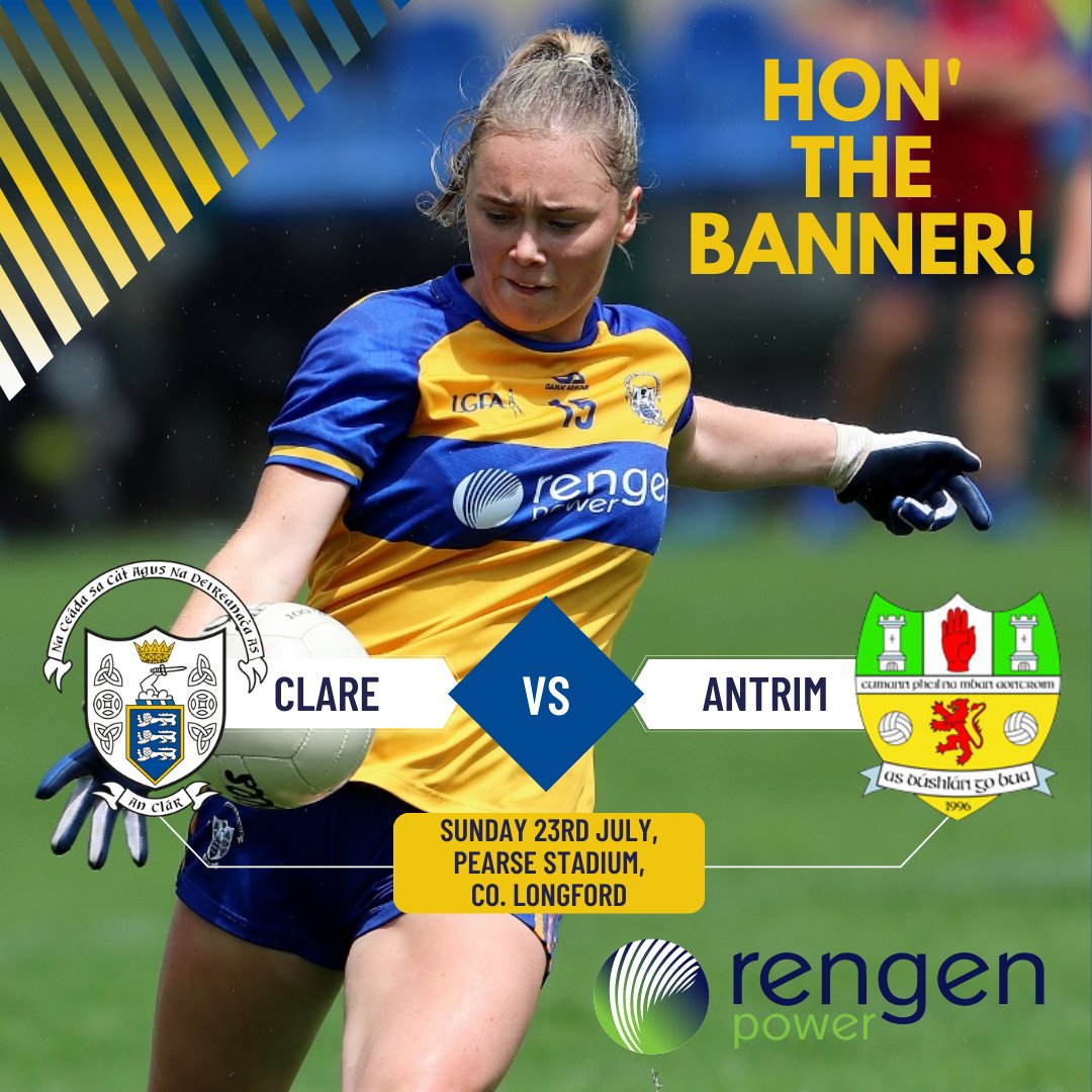 Rengen Power (@rengenpower) on Twitter photo The <a href="/Clarelgfa/">Clare LGFA</a> are back in action this Sunday against Antrim, in the All-Ireland Intermediate Semi Finals. We hope everyone gets out and supports their county. Next Stop Croke Park! Hon the Banner! <a href="/ClareFM/">Clare FM</a> <a href="/ClareChampion/">The Clare Champion</a> #proudsponsor #serioussupport #championship #football The <a href="/Clarelgfa/">Clare LGFA</a> are back in action this Sunday against Antrim, in the All-Ireland Intermediate Semi Finals. We hope everyone gets out and supports their county. Next Stop Croke Park! Hon the Banner! <a href="/ClareFM/">Clare FM</a> <a href="/ClareChampion/">The Clare Champion</a> #proudsponsor #serioussupport #championship #football