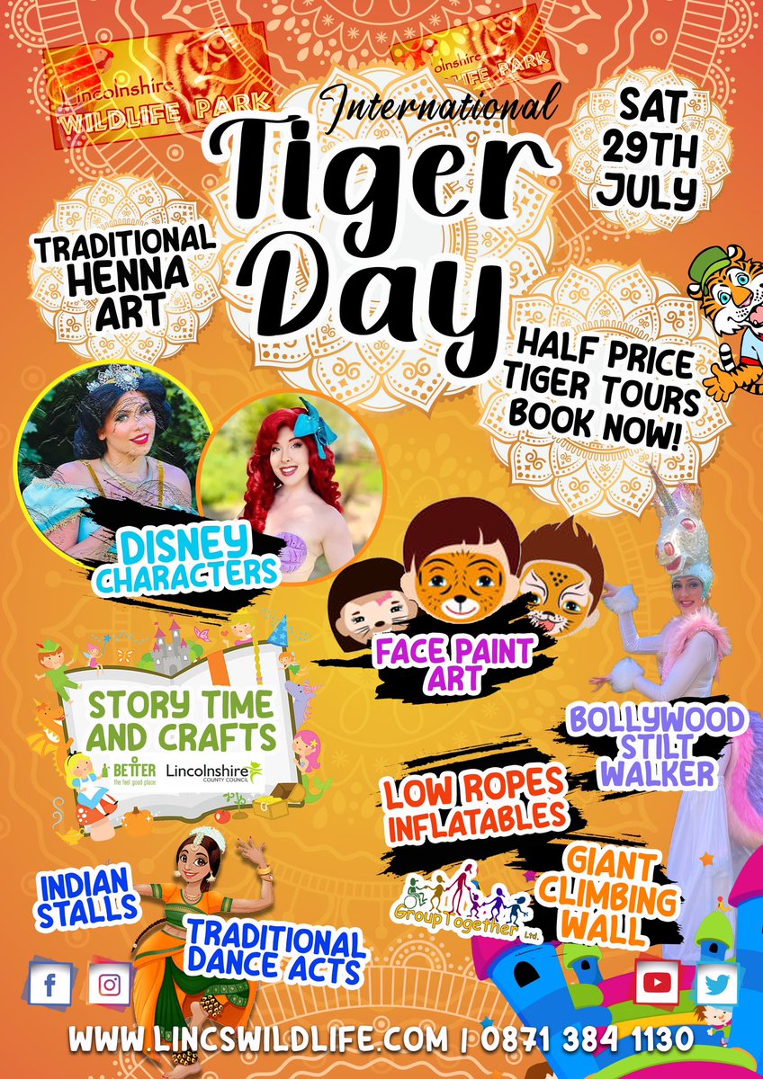 We are SO excited about this! 
#Indian inspired entertainment, bubble artist, Bollywood stilt walker, family activities and GIANT climbing wall and slide!
Full details: lincswildlife.com/tigerday
DON’T MISS IT! 🐯🐯🐯🐯🐯

<a href="/GroupTogetherLt/">Group Together Ltd</a> <a href="/lincsblogger/">Lincolnshire Blogger</a> <a href="/LincsEvent/">LincolnshireLive Events</a> <a href="/InfoSkegness/">Skegness Events</a>