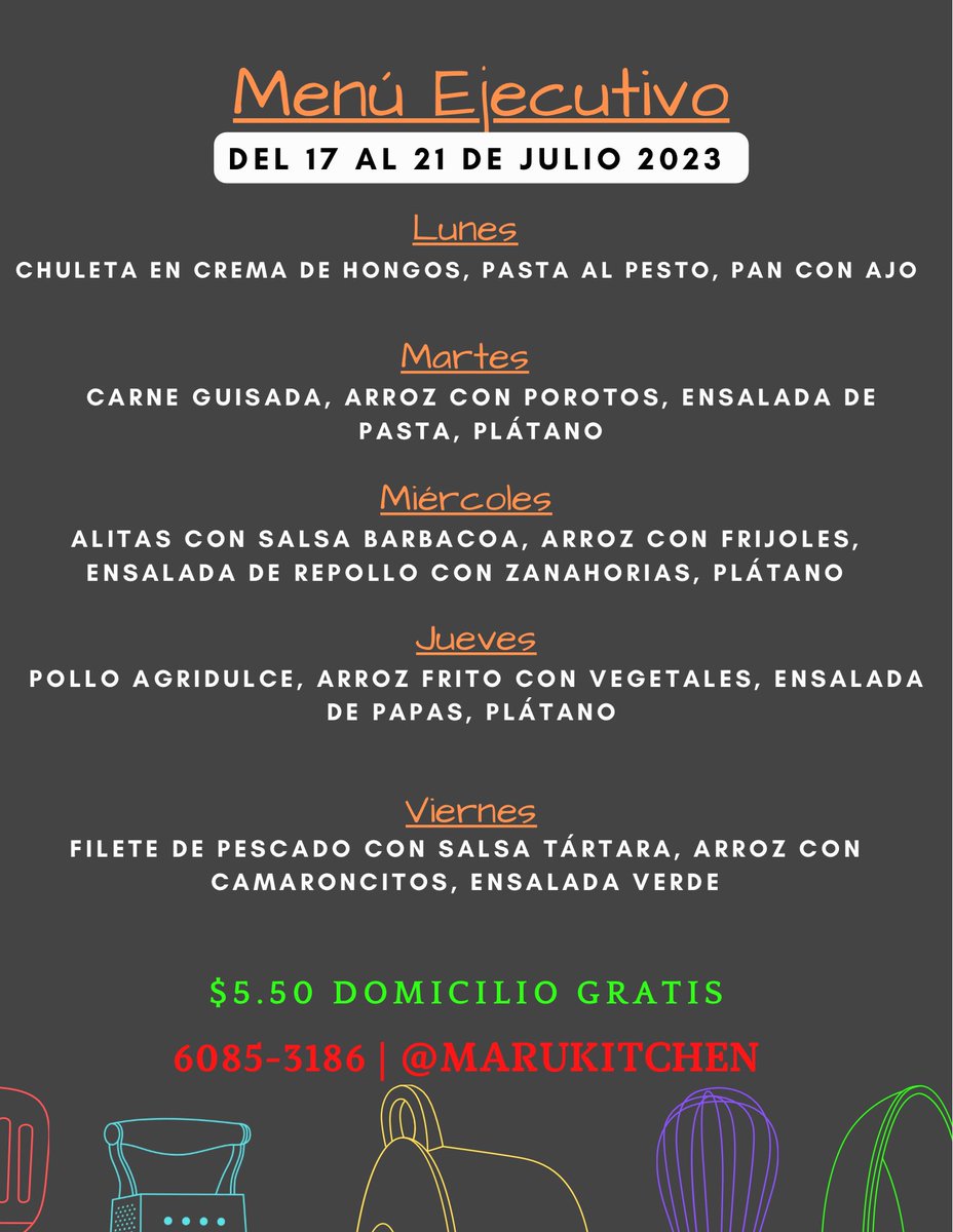 marukitchenpty's tweet photo. Almuerzos de lunes a viernes🍽️ por solo $5.50 con domicilio GRATIS👀🤯

https://t.co/N2pKnhIzcb https://t.co/SeWi82Gibq
