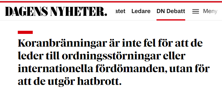 Att ändra i ordningslagen är fel väg att gå. Det tummar på demonstrations- och yttrandefriheten, och kringgår det verkliga problemet. Koranbränningar är inte fel för att de leder till ordningsstörningar eller internationella fördömanden, utan för att de utgör hatbrott. (2/2)