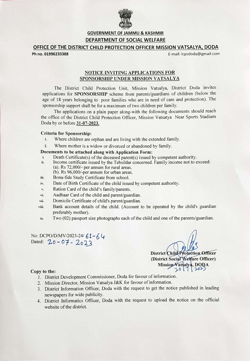 dswo_doda's tweet photo. #Sponsorship under #MissionVatsalya for orphan children belonging to poor families.
@CentreDoda @DistrictDoda @kazisahib @SanyaKh32669412 @humerah_balwan6 https://t.co/GpqdmQG8zV